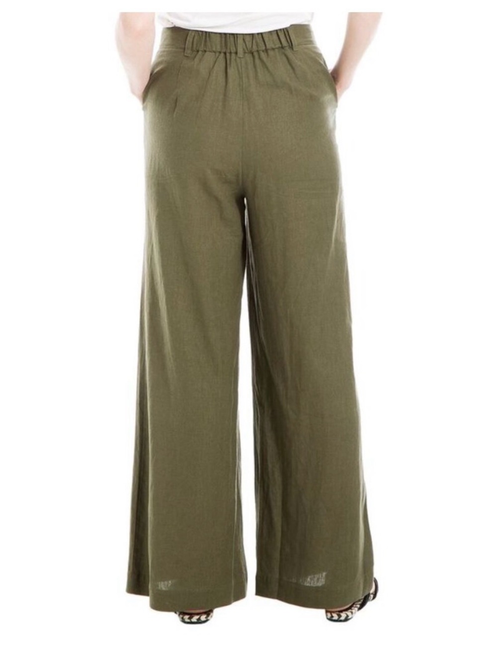 Max Studio Olive Green Linen Blend Wide Leg Trousers NWT - Picture 5 of 5